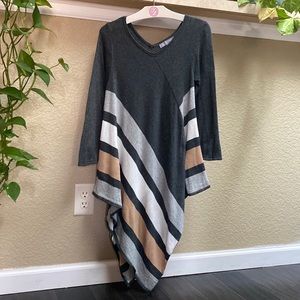 NY Collection striped knit handkerchief hem tunic